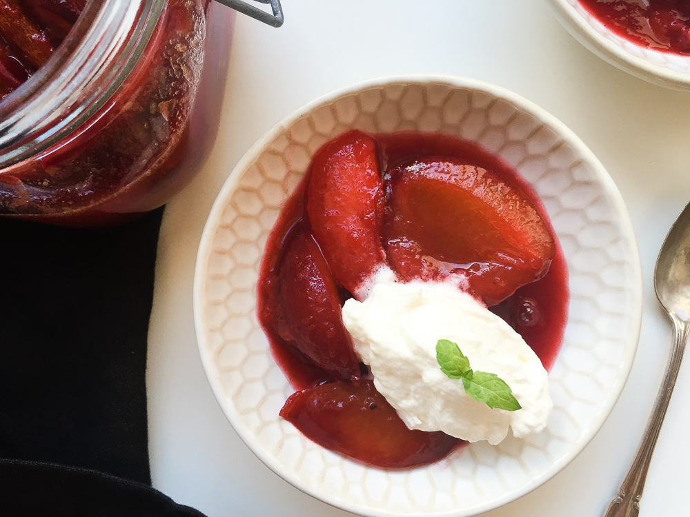 Stewed Plums with Maple Syrup and Cinnamon recipe