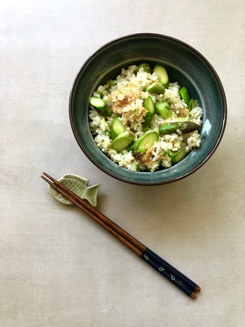 asparagus fried rice with crispy ginger recipe