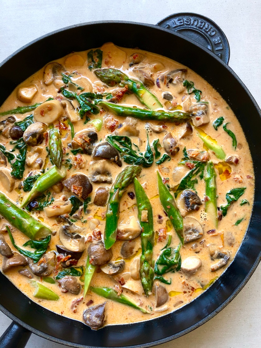 creamy mushroom and asparagus with wild rice recipe